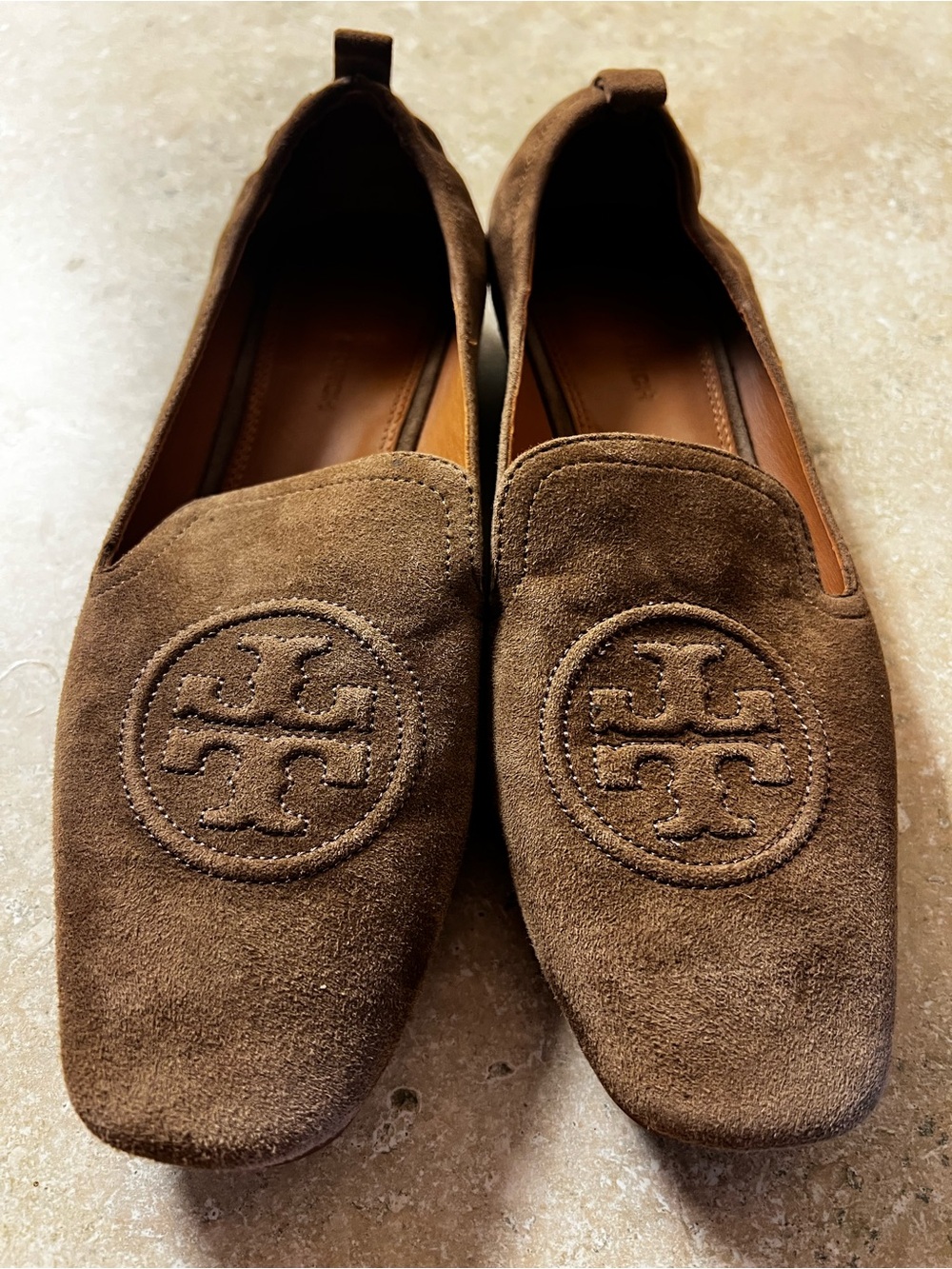 Tory Burch Brown Suede Slip-On Loafers
